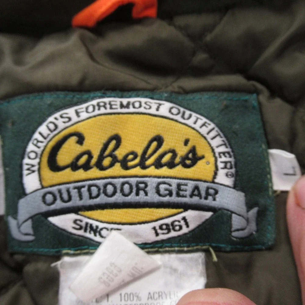 Cabelas Jacket Mens Large Orange Waterproof Insulated Hunting Outdoor VTG 90s